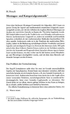 Montague- und Kategorialgrammatik