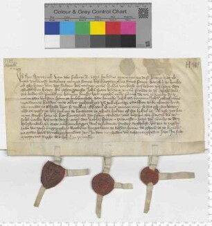 Ritter Hartwich van der Sulten verkauft mit Zustimmung von Sohn und Enkel für 9 Mark seine beiden wüsten Höfe in Lübberstedt an Heiligenthal.