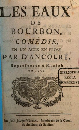 Les eaux de Bourbon : comédie, en un acte en prose