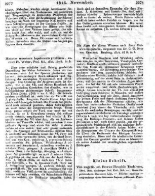 Historiae muscorum hepaticorum prodromus, auctore Fr. Weber, Prof. Kil. 1815. 160 S. in 8.