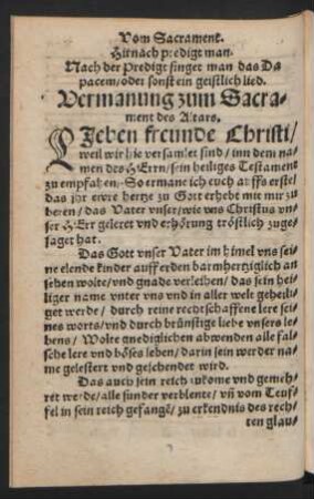 Vermanung zum Sacrament des Altars.