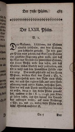 Der LXXII. Psalm.