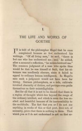 I. The life and works of Goethe