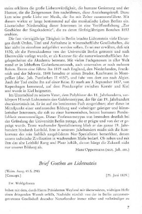 Brief Goethes an Lichtenstein