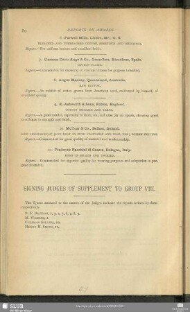 Signing Judges Of Supplement To Group VIII.