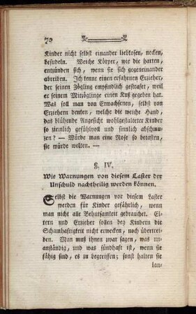 §. IV. Wie Warnungen von diesem Laster der Unschuld nachtheilig werden können.