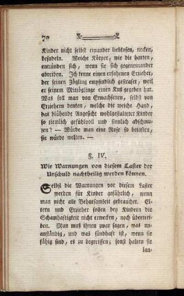 §. IV. Wie Warnungen von diesem Laster der Unschuld nachtheilig werden können.
