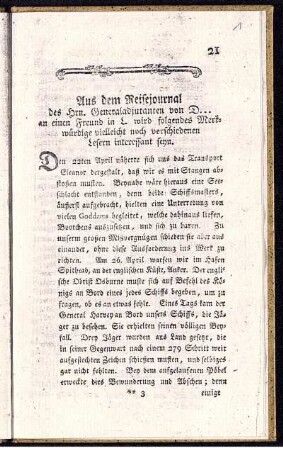 Aus dem Reisejournal des Hrn. Generaladjutanten ...