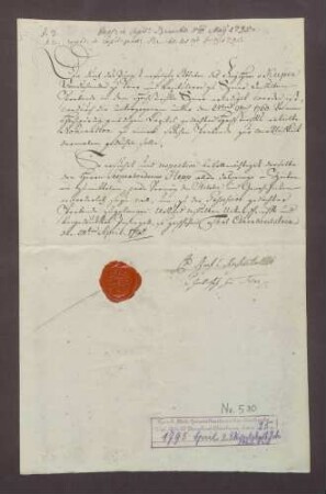 Procuratorium des Johann Philipp Franz von Kesselstatt für Engelbert Hepp.