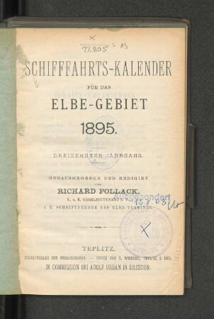 13.1895: Schiffahrts-Kalender für das Elbe-Gebiet