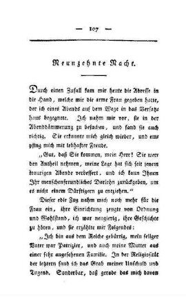 Neunzehnte Nacht. Bei einer Soldatenwittwe