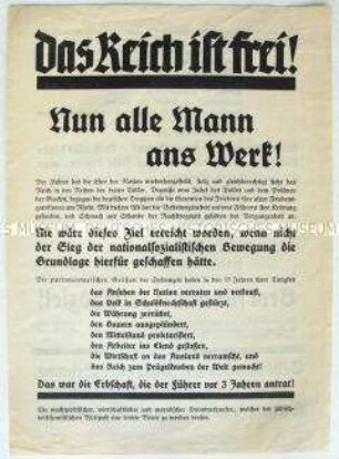 Propagandaflugblatt zur "Reichstagswahl" 1936