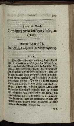 Zweytes Buch. Verhältniß der katholischen Kirche zum Staat.