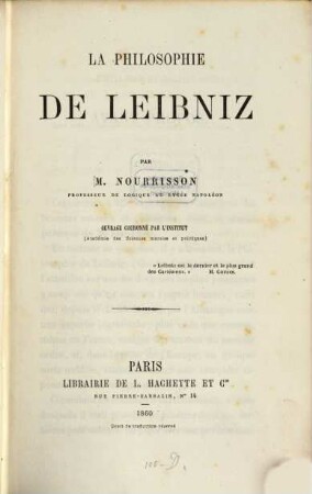 La philosophie de Leibniz