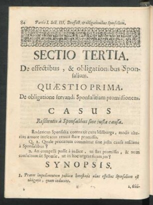 Sectio Tertia. De effectibus , & obligationibus Sponsalium