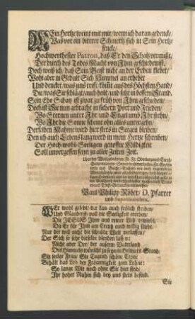 Mein Herze weint mit mir/ wenn ich daran gedencke/ [...]