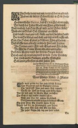 Mein Herze weint mit mir/ wenn ich daran gedencke/ [...]
