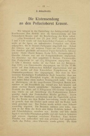 2. Abschnitt. Die Kistensendung an den Polizeioberst Krause