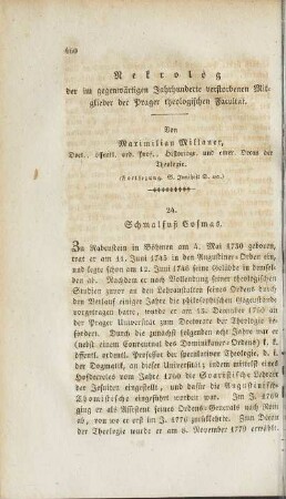 Nekrolog der im gegenwärtigen Jahrhundert verstorbenen Mitglieder der Prager theologischen Facultät