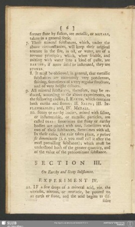 Section III. On Earthy and Stony Substances
