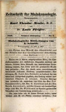 Zeitschrift für Malakozoologie, 9. 1852 (1853)