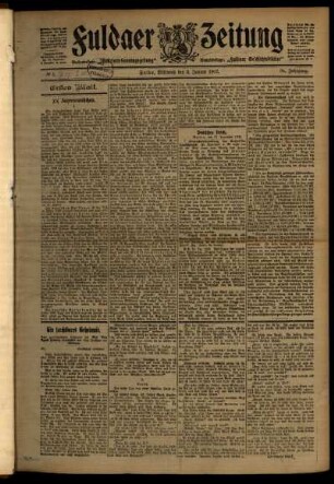 Erste Ausgabe vom Mittwoch, den 02. Januar 1907.
