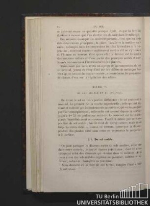 Titre V. Du sol arable et du sous-sol.