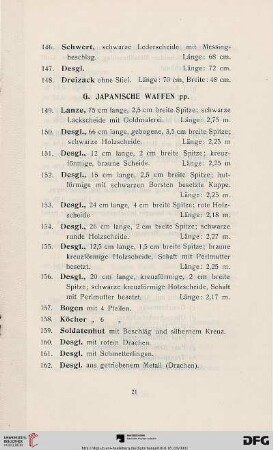 G. Japanische Waffen pp. (Nr. 149-173)