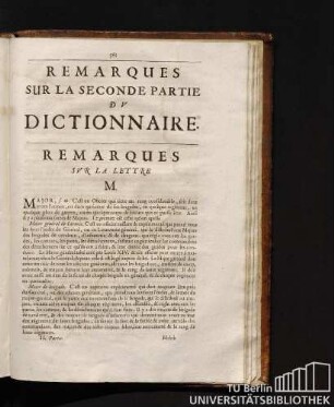 Remarques Sur La Seconde Partie Dv Dictionnaire.