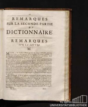 Remarques Sur La Seconde Partie Dv Dictionnaire.