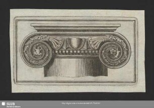 Mscr.Dresd.App.3140,Beil.1. - Kapitell aus S. Lorenzo fuori le mura in Rom, Frontalansicht, Kupferstich