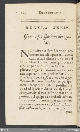 Regula XXXIV. Generi per speciem derogatur