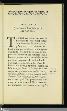 Chapitre IX. Quel doit estre le but principal de cette Bibliotheque