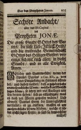 Sechste Andacht.