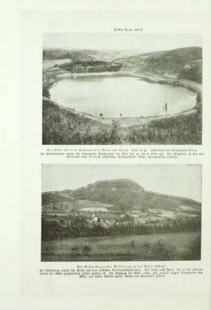 Die Eifel mit dem Gemündener Maar bei Daun. Tiefe 38 m. Höhenlage des Seespiegels 378 m