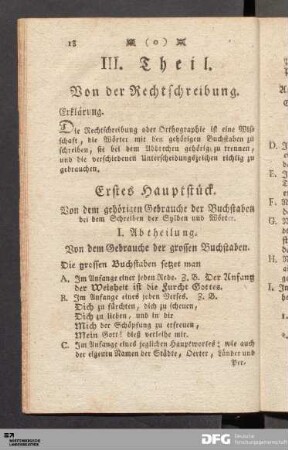 Erstes Hauptstueck. Von dem gehoerigen Gebrauche der Buchstaben bei dem Schreiben der Sylben und Woerter