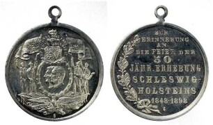 Schleswig-Holstein: Tragbare Medaille auf die Jubelfeier der Erhebung Schleswig-Holsteins