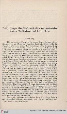 2: Untersuchungen über die Skelettfunde in den vorrömischen Hügelgräbern Württembergs und Hohenzollerns