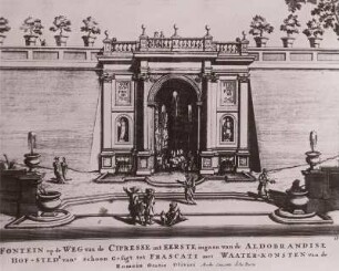 Villa Aldobrandini, Hof, Nische mit Fontaine