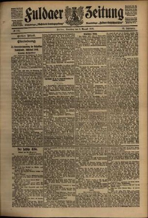 Erste Ausgabe vom Samstag, den 01. August 1908.