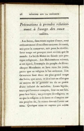 Précautions á prendre relativement á l'usage des eaux salées.