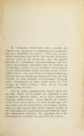 Über den Gebrauch der Apposition im Altfranzösischen