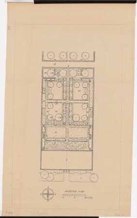 Druckvorlagen: Ausschnitt aus dem Entwurf 211 für die Miethausgärten an zweigeschossigen Wohnbauten: Grundriss 1:100