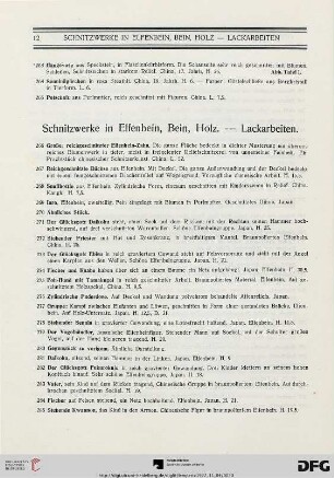 Schnitzwerke in Elfenbein, Bein, Holz. – Lackarbeiten (Nr. 266-323)