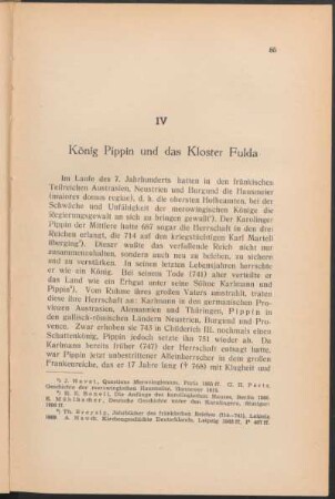 IV König Pippin und das Kloster Fulda