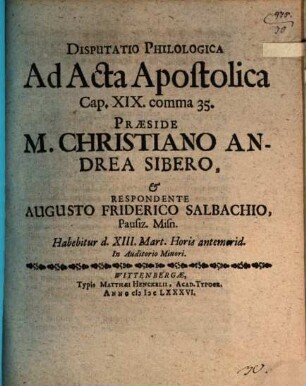 Disp. philol. ad acta apostolica, cap. XIX, comm. 35
