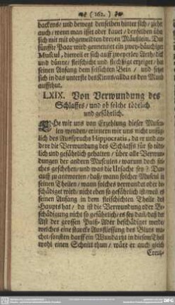 LXIX. Von Verwundung des Schlaffes, und ob solche tödtlich und gefährlich