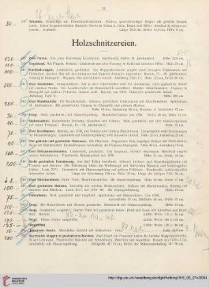Holzschnitzereien (Nr. 338-355)