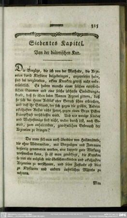 Siebendes Kapitel. Von der diätetischen Kur