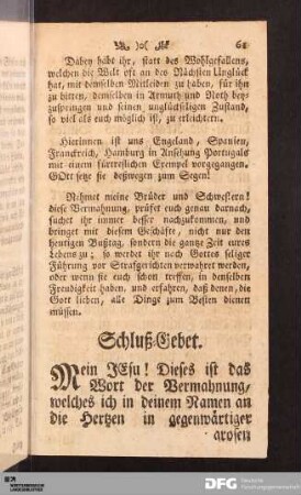 Schluß-Gebet.
